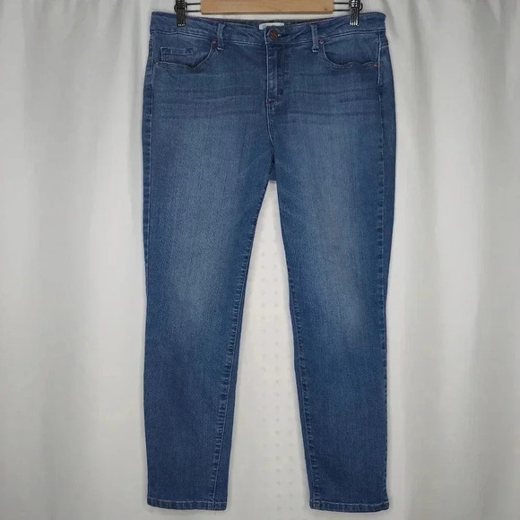 Jessica Simpson Jeans Rolled Cropped Skinny Blue Stretch Distressed Denim 14 - Picture 1 of 5